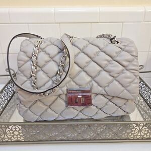 ALDO Quilted Chain Shoulder Bag in Light Gray